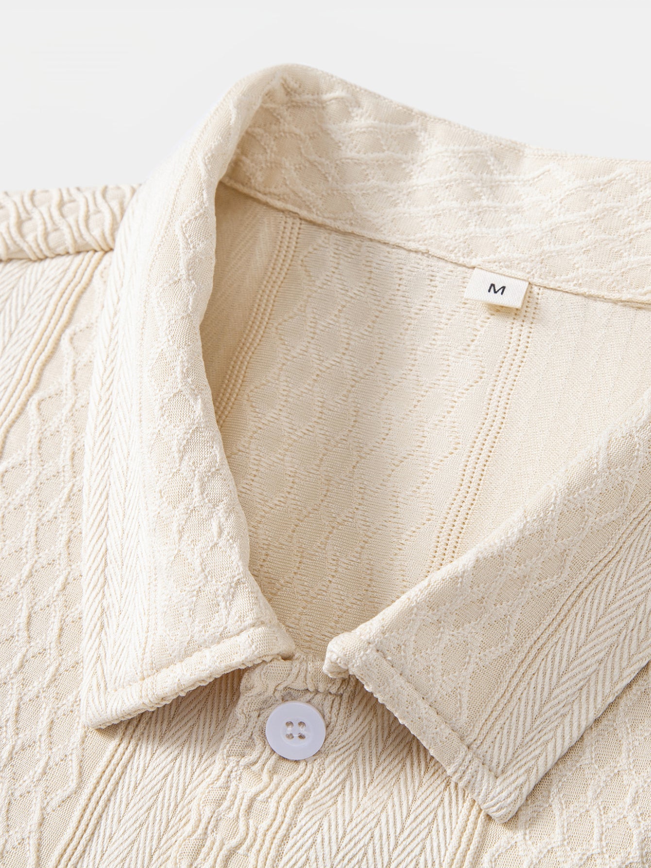 Geometric Jacquard Button Up Shirt & Crinkle Textured Straight Leg Pants