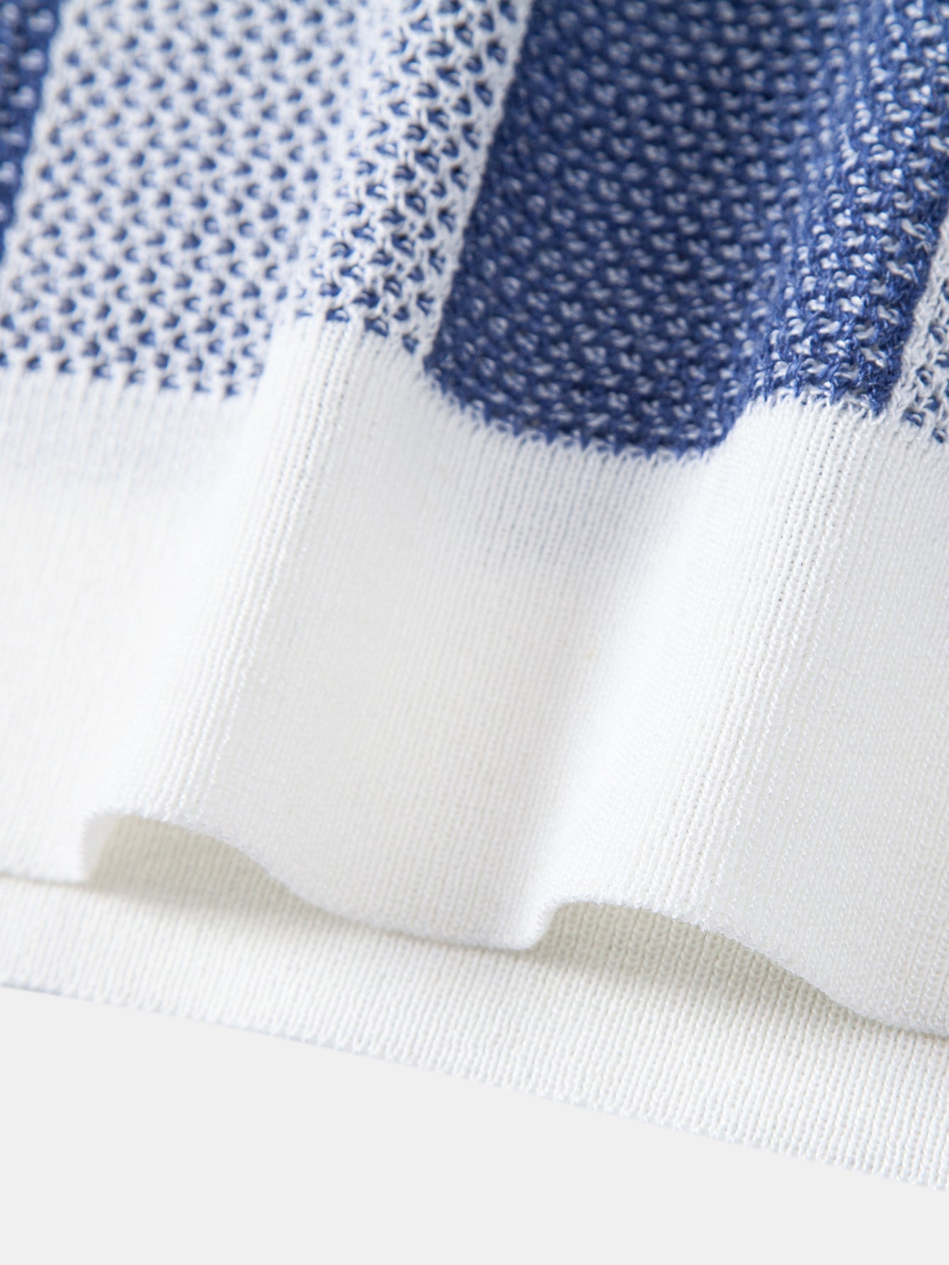 Checkerboard Crocheted Zipper Knit Polo
