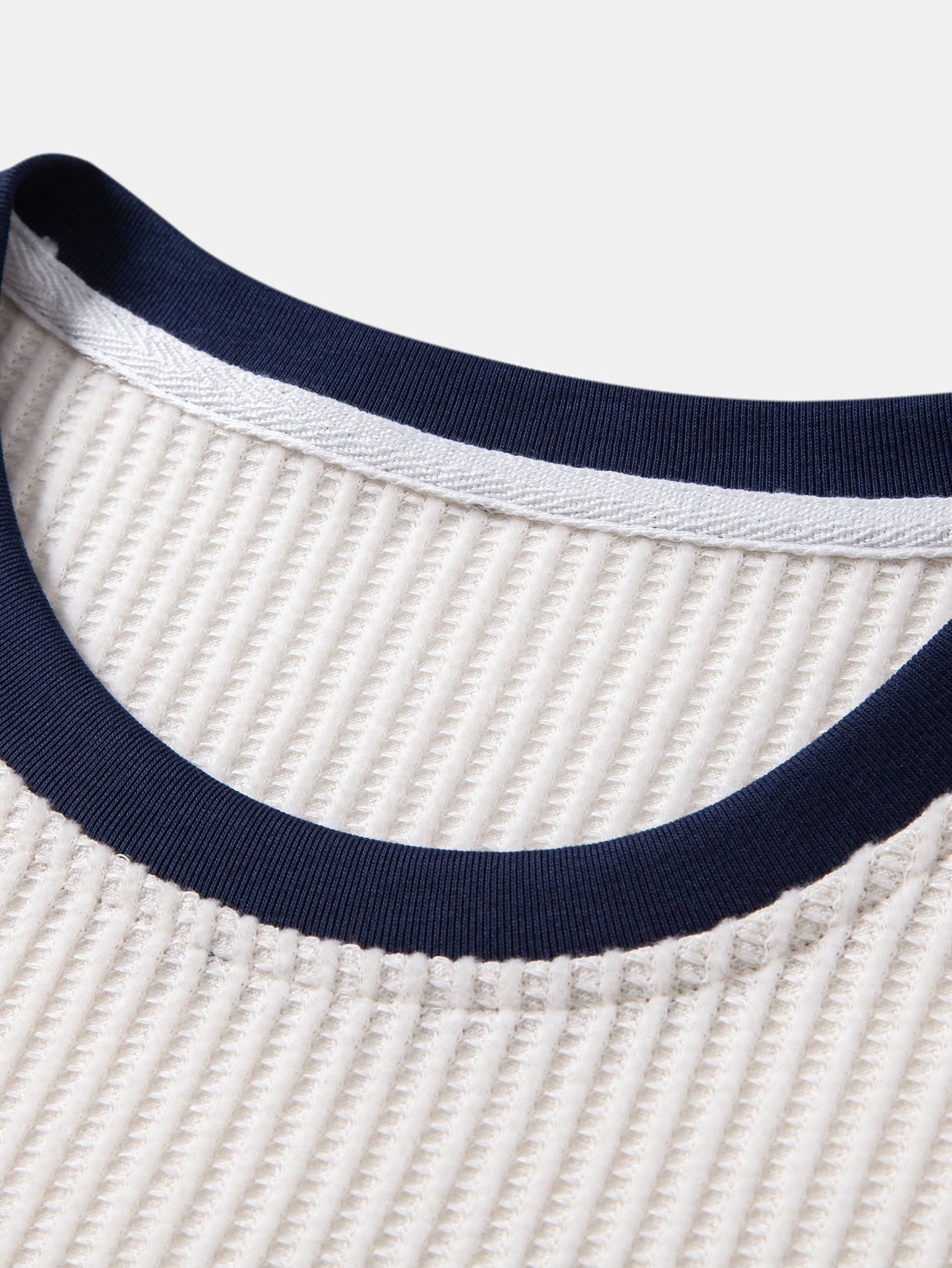 Contrast Waffle T-Shirt With Pocket & Drawstring Knitted Waffle Pants