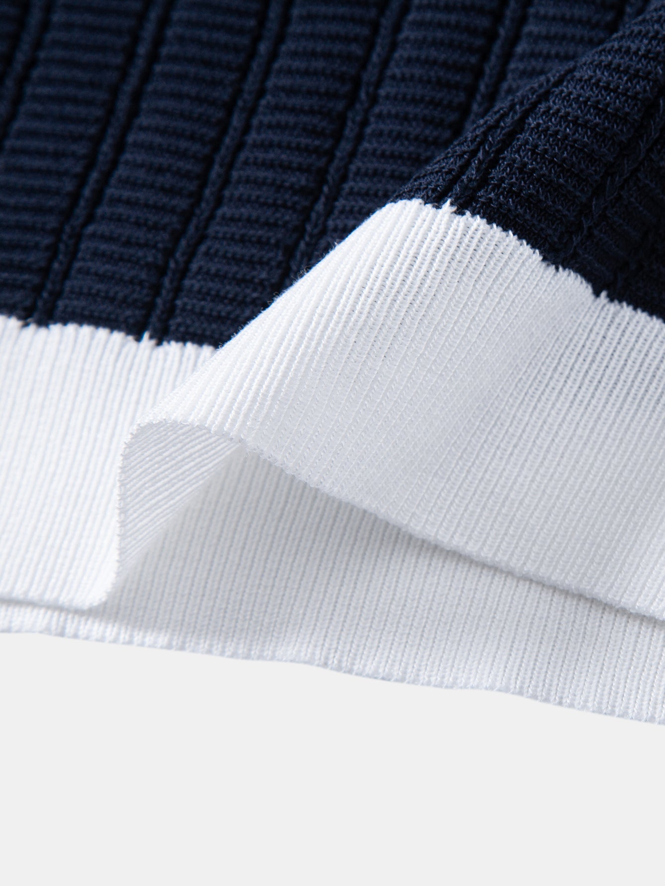 Contrast Textured Johnny Collar Knit Polo & Drawstring Knitted Waffle Pants