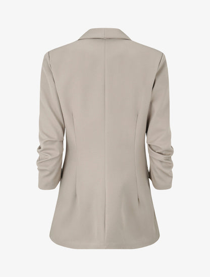 Effen blazer met gerimpelde mouwen - Beige