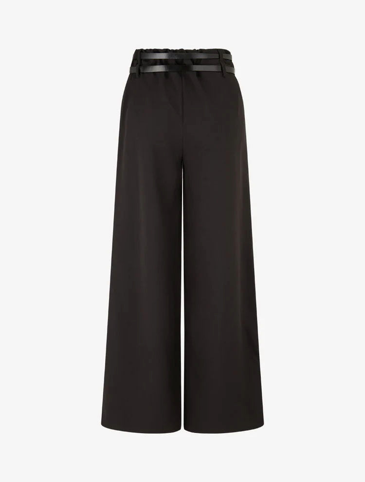 Wide leg broek met dubbele riemen - Zwart