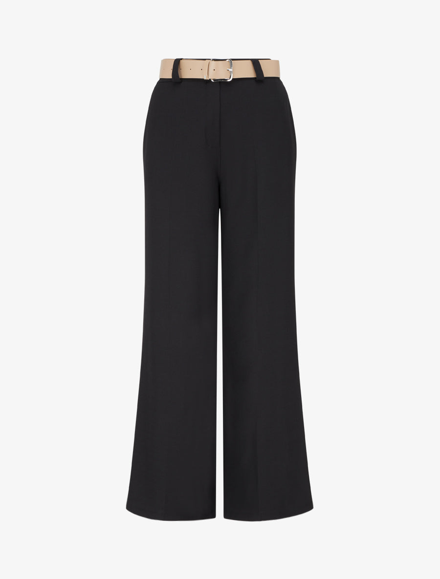 Effen rechte elastische broek - Zwart