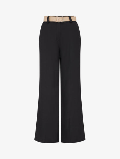 Effen rechte elastische broek - Zwart