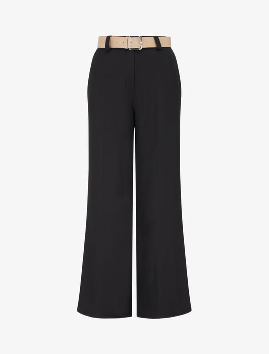 Effen rechte elastische broek - Zwart
