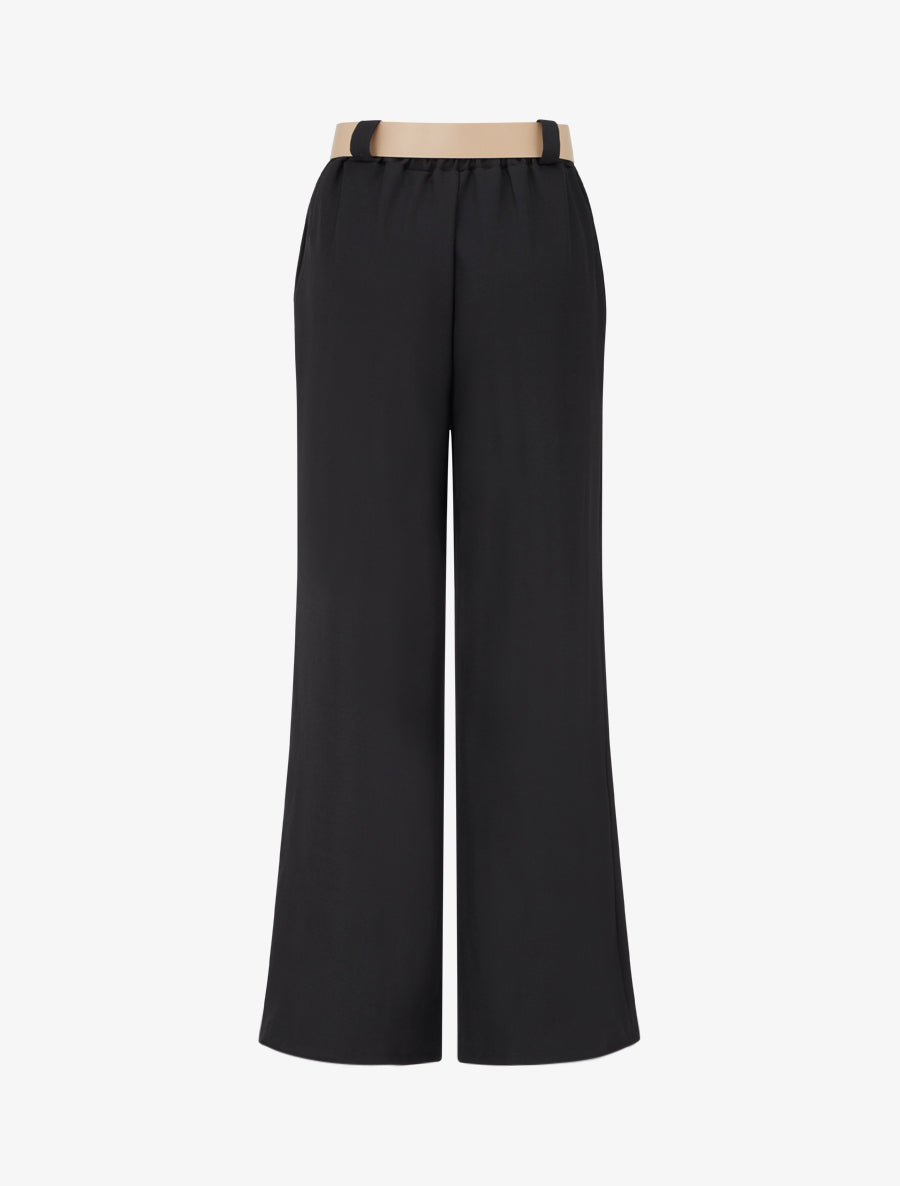 Effen rechte elastische broek - Zwart
