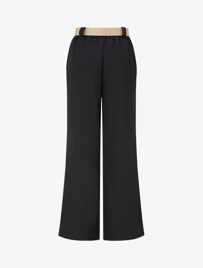 Effen rechte elastische broek - Zwart