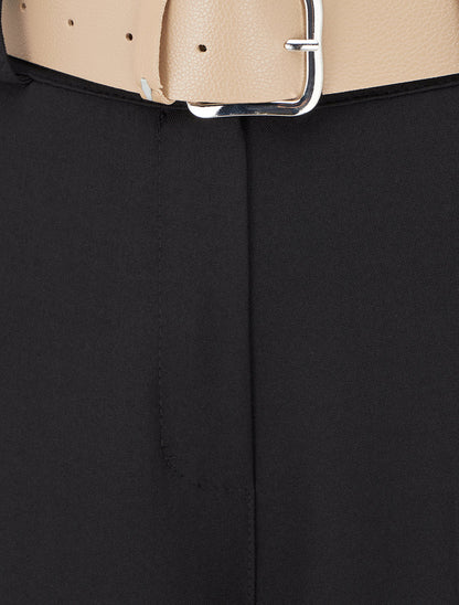 Effen rechte elastische broek - Zwart