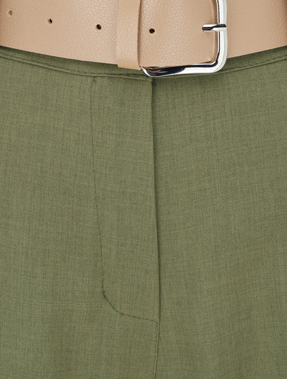 Effen rechte elastische broek - Kaki