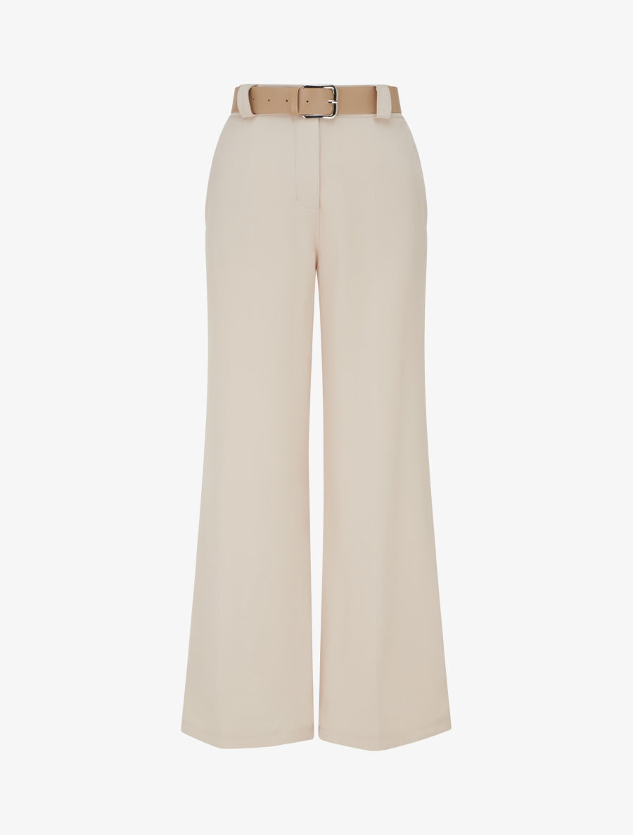 Effen rechte elastische broek - Beige