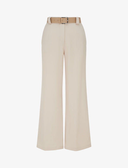 Effen rechte elastische broek - Beige