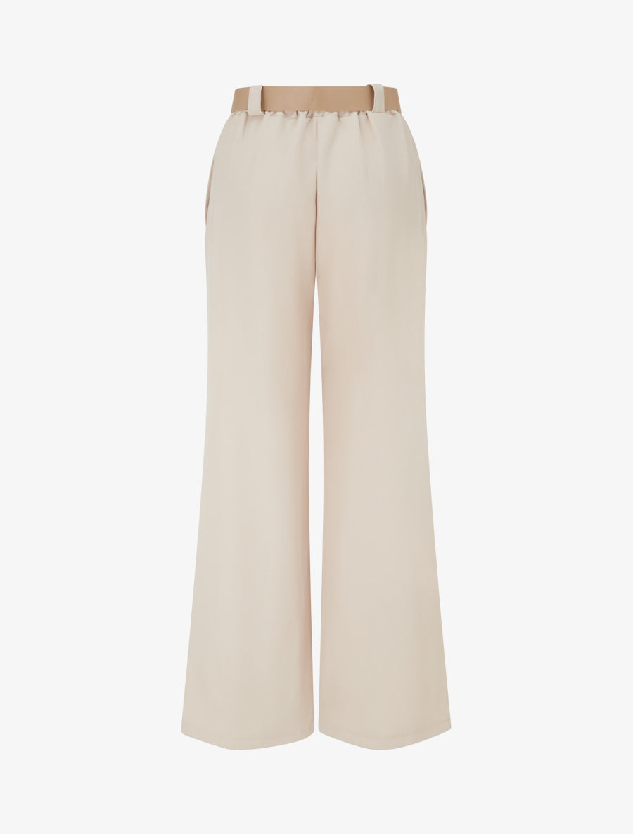 Effen rechte elastische broek - Beige