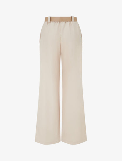 Effen rechte elastische broek - Beige