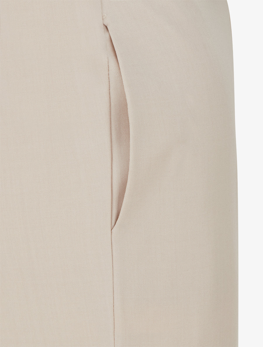 Effen rechte elastische broek - Beige