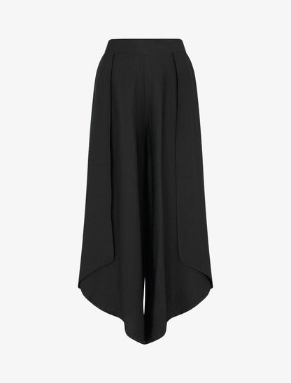 Wijde broek met asymmetrische randen - Zwart