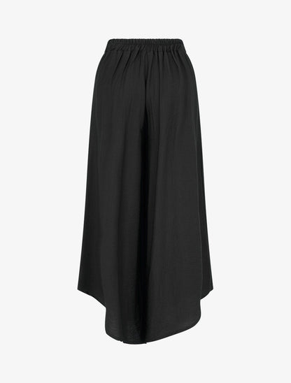 Wijde broek met asymmetrische randen - Zwart
