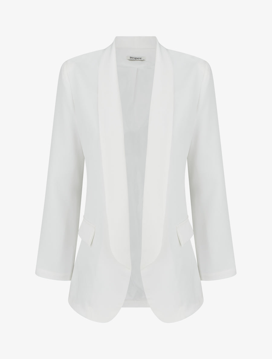 Effen blazer met lange mouwen - Wit