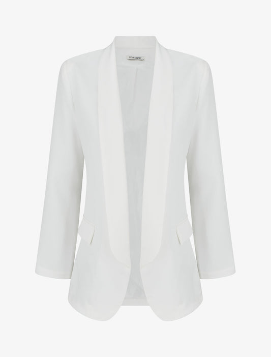 Effen blazer met lange mouwen - Wit