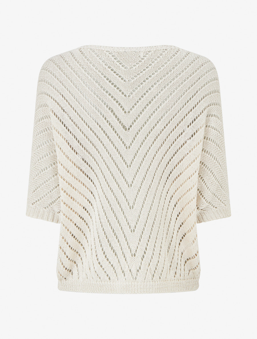 Lichte gebreide trui met V-hals - Beige