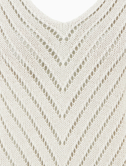 Lichte gebreide trui met V-hals - Beige