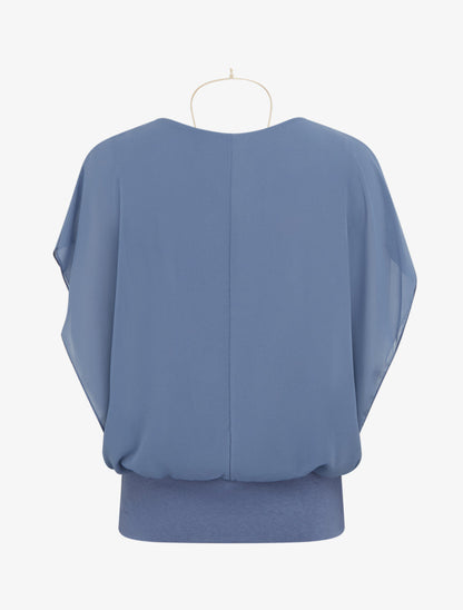 Effen top met korte mouwen - Blauwgrijs