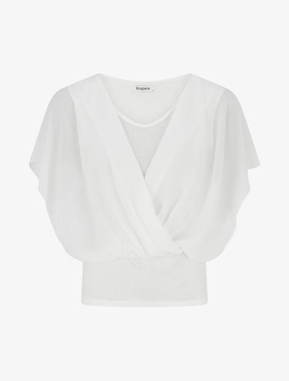 Top met ruches mouwen - Wit