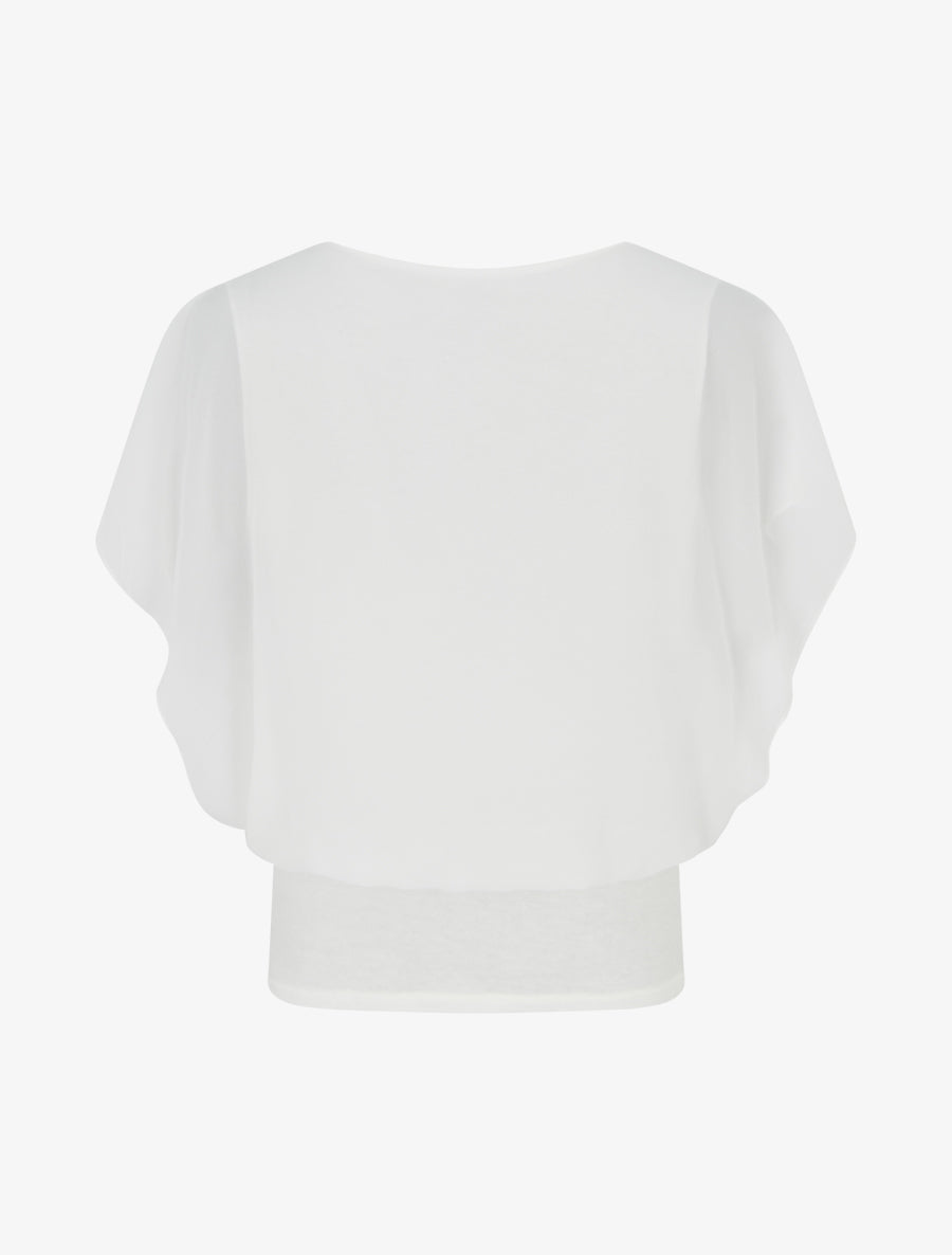 Top met ruches mouwen - Wit