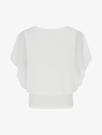 Top met ruches mouwen - Wit