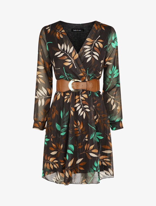Elastische jurk met grafische print - Zwart/groen