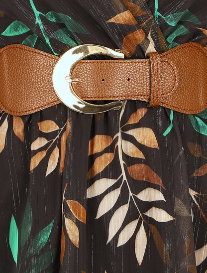 Elastische jurk met grafische print - Zwart/groen