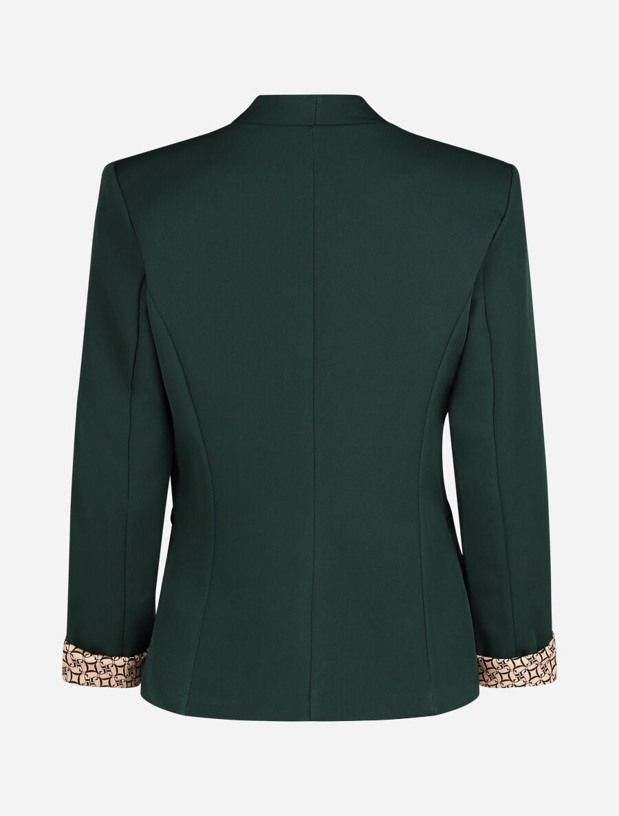 Effen blazer met revers en alfabetprint - Dennengroen