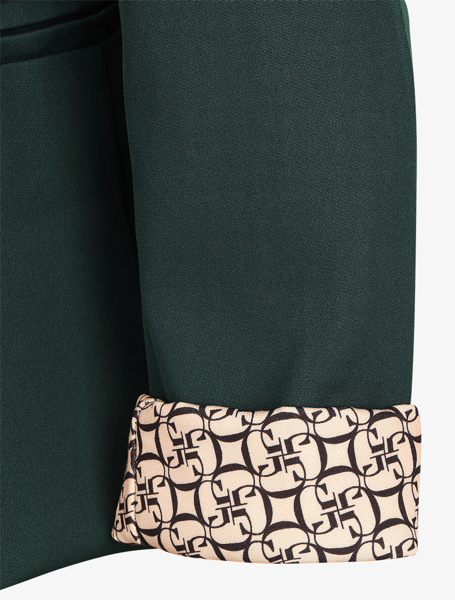 Effen blazer met revers en alfabetprint - Dennengroen