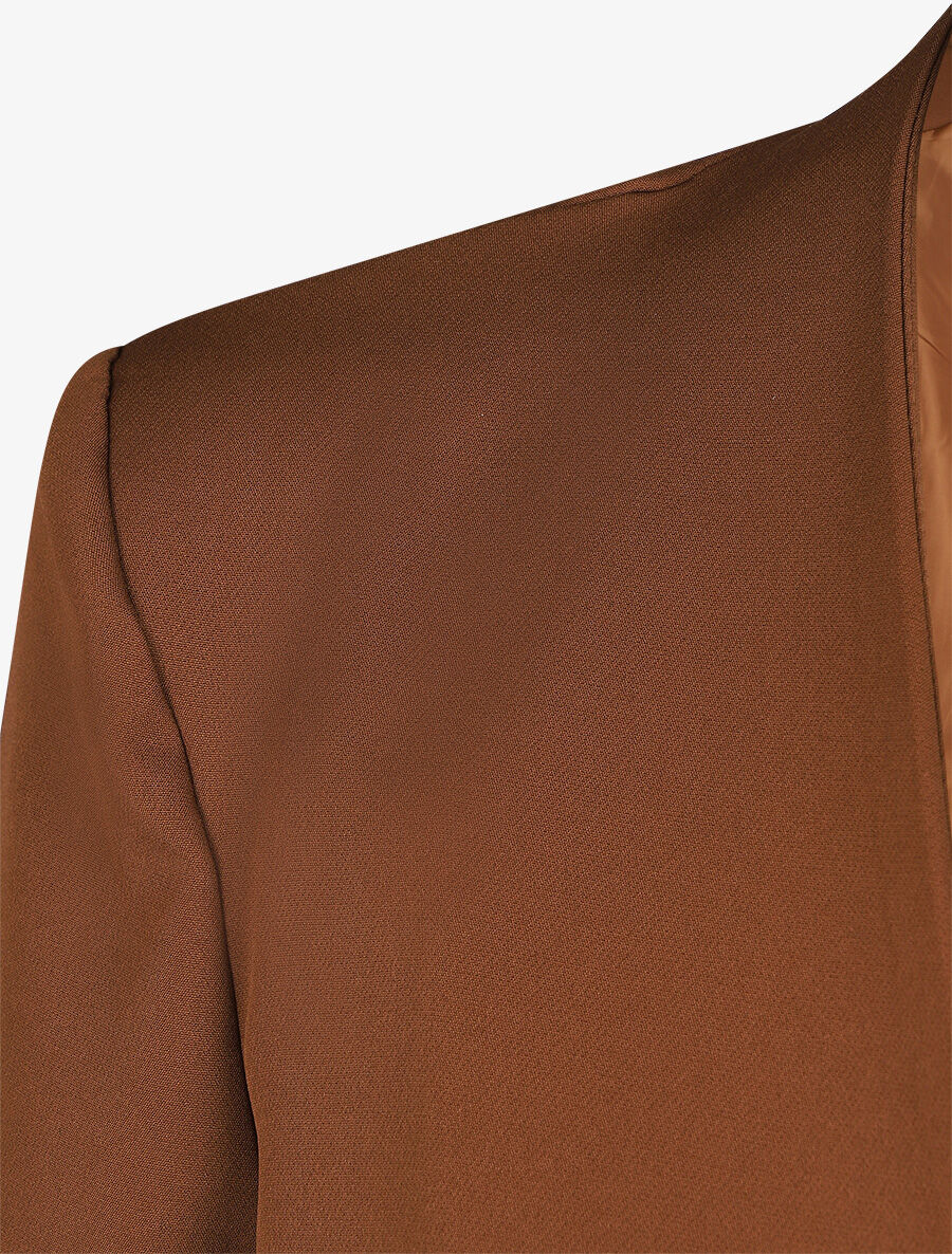 Effen blazer met revers en alfabetprint - Bruin