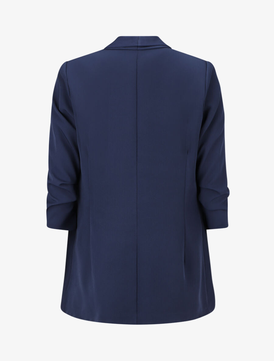 Effen blazer met gerimpelde mouwen - marineblauw