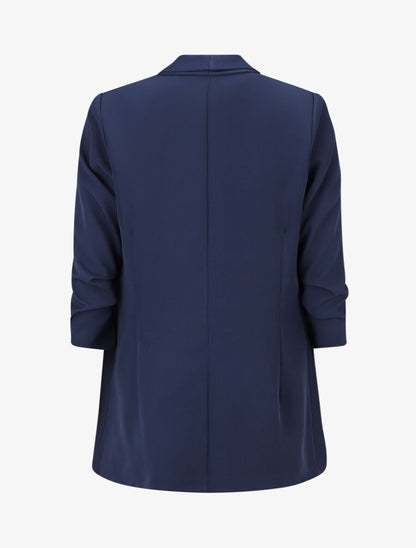 Effen blazer met gerimpelde mouwen - marineblauw