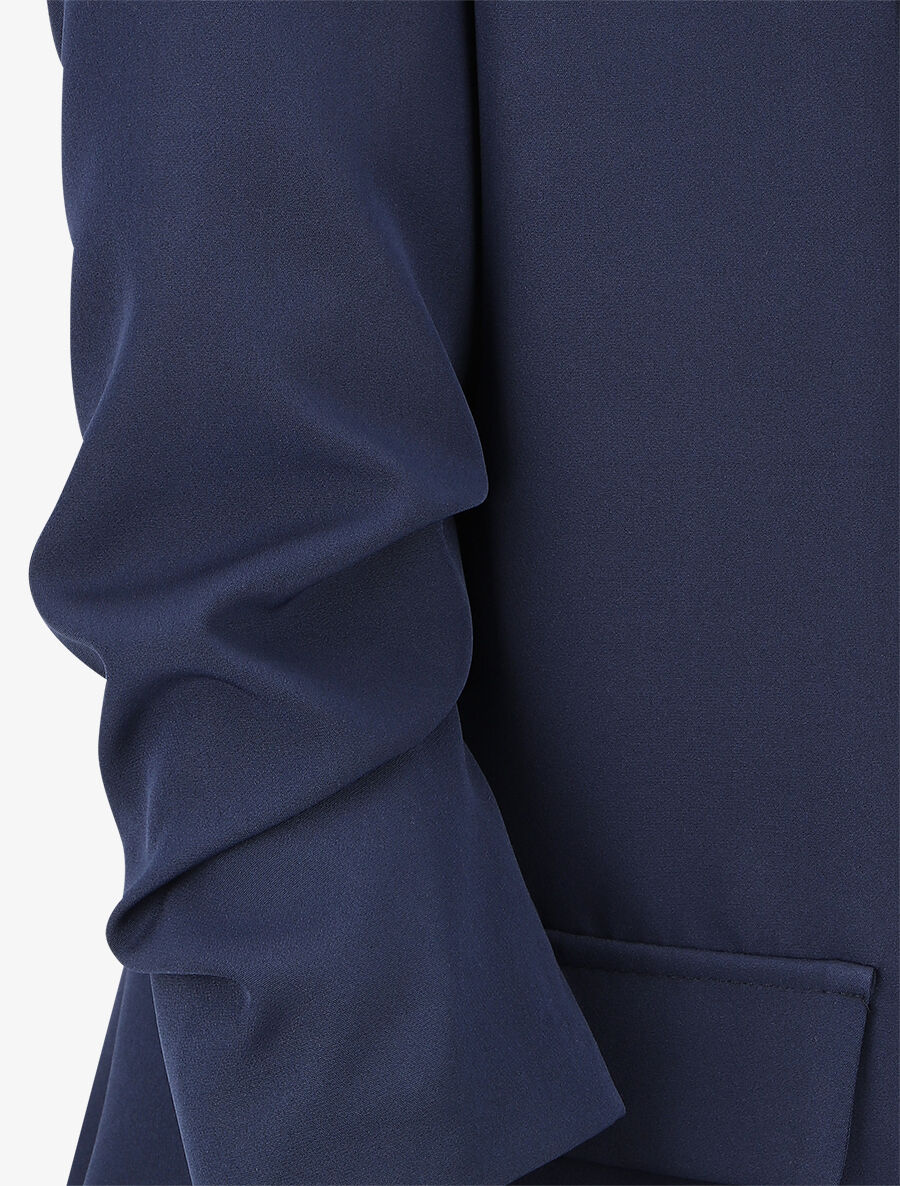 Effen blazer met gerimpelde mouwen - marineblauw