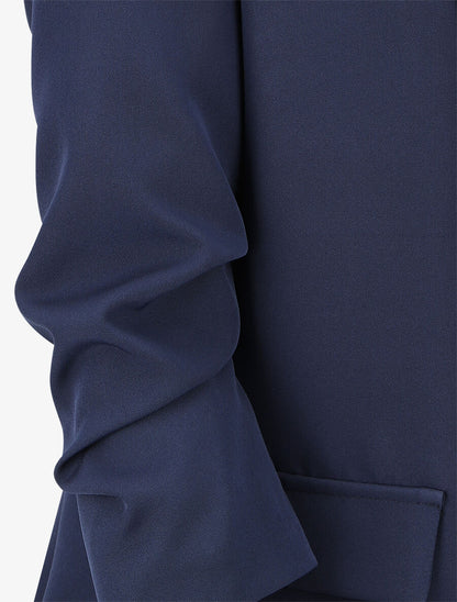 Effen blazer met gerimpelde mouwen - marineblauw