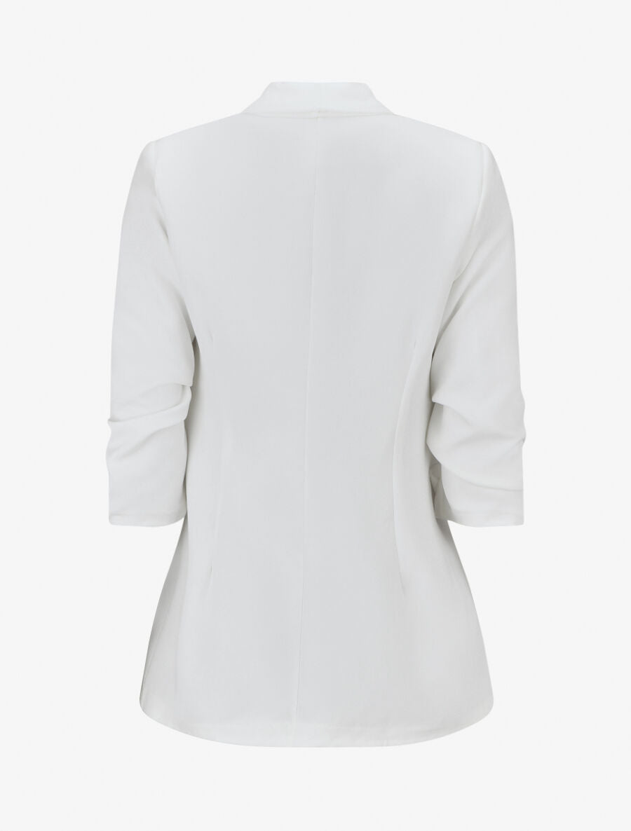 Effen blazer met gerimpelde mouwen - wit