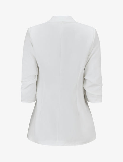 Effen blazer met gerimpelde mouwen - wit