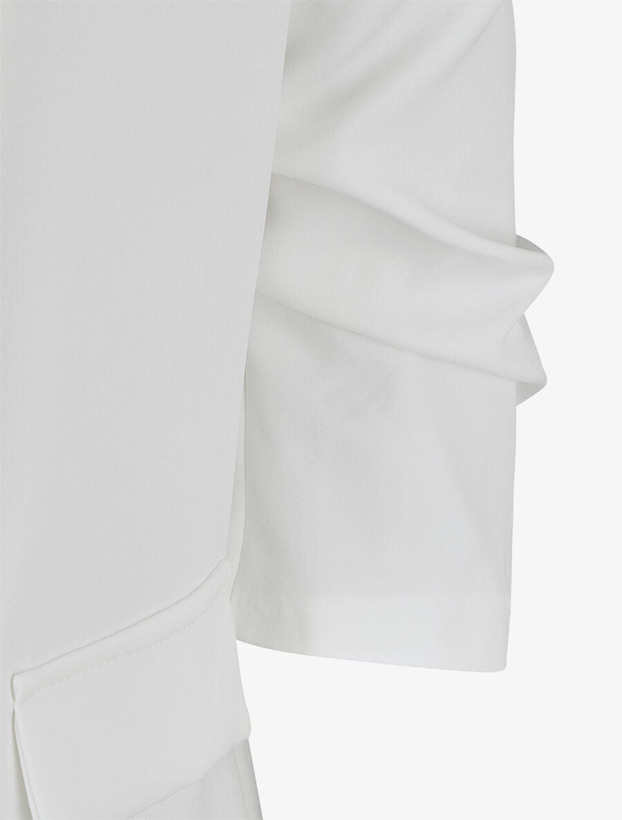 Effen blazer met gerimpelde mouwen - wit