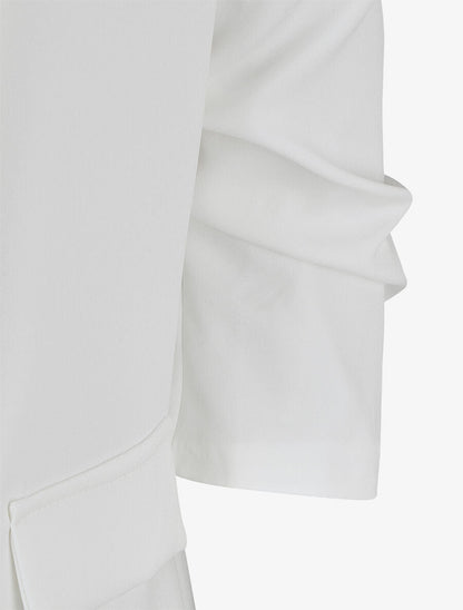 Effen blazer met gerimpelde mouwen - wit