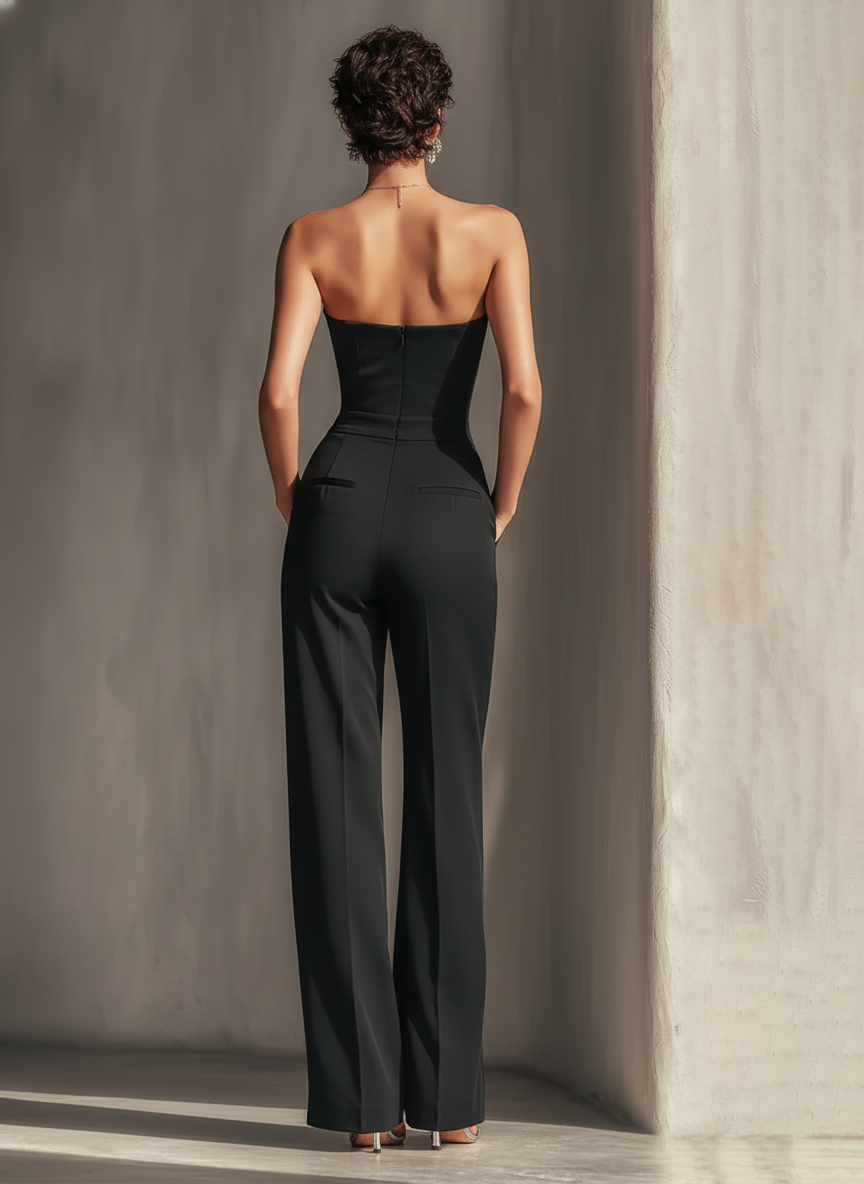 Strapless Contrast Stripe Jumpsuit