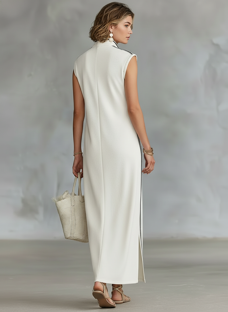 Athletic Sleeveless Henley Maxi Dress