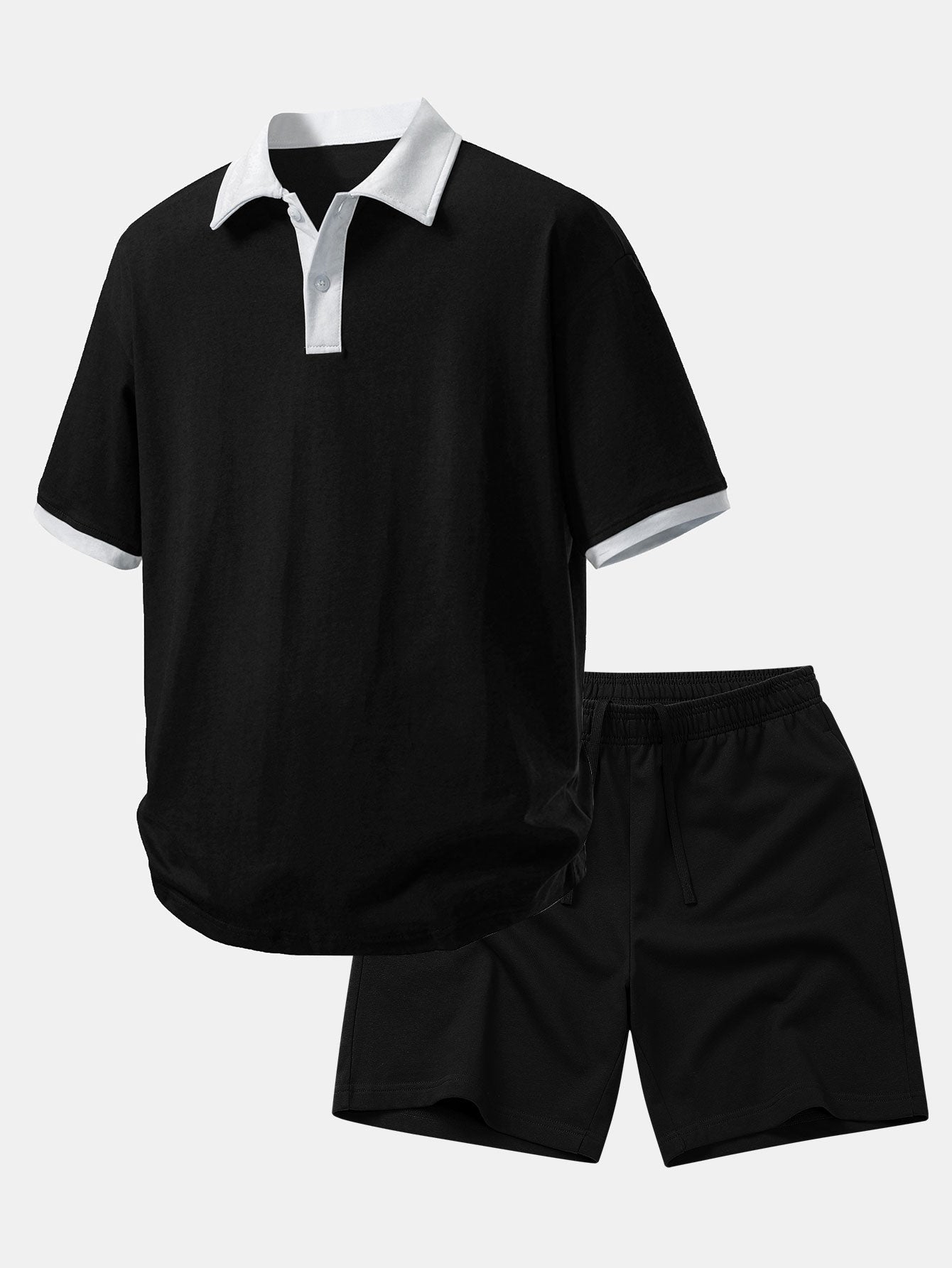 Relax Fit Contrast Cotton Polo & Cotton Drawstring 7" Shorts