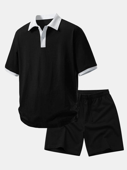 Relax Fit Contrast Cotton Polo & Cotton Drawstring 7" Shorts