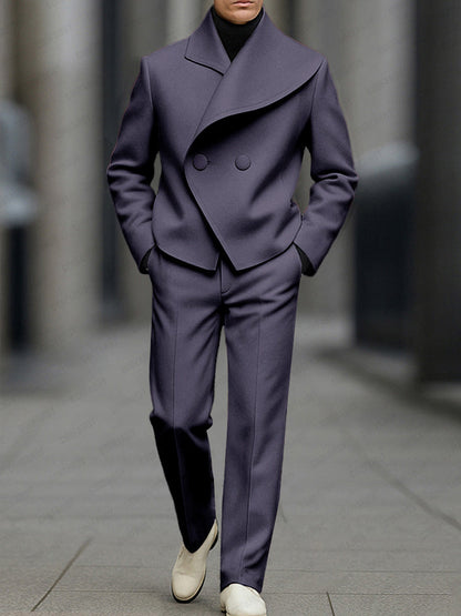 Stylish Asymmetry Design Blazer Pants Set