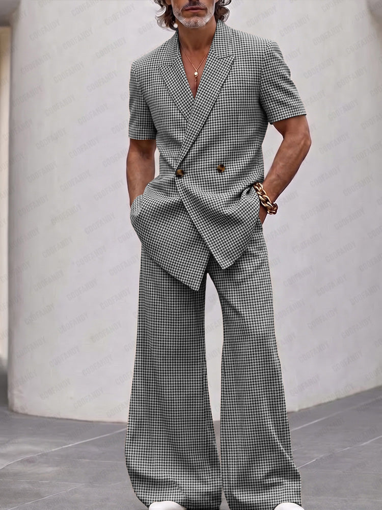 Vintage Smart Casual Plaid Matching Set