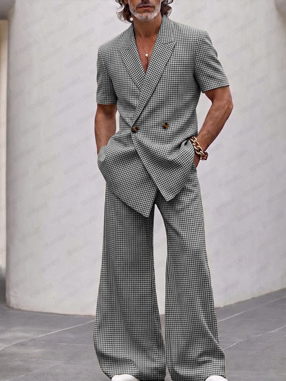Vintage Smart Casual Plaid Matching Set