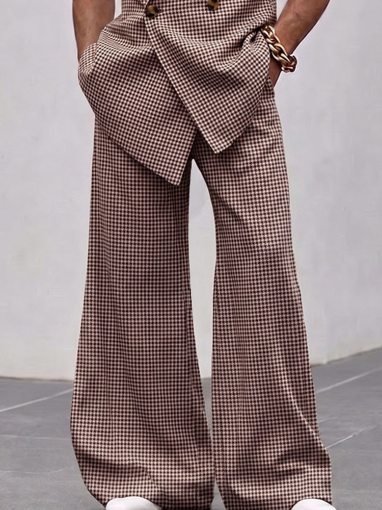 Vintage Smart Casual Plaid Matching Set