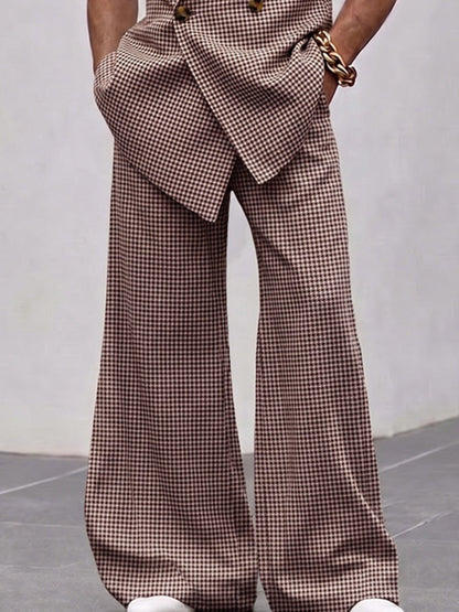 Vintage Smart Casual Plaid Matching Set